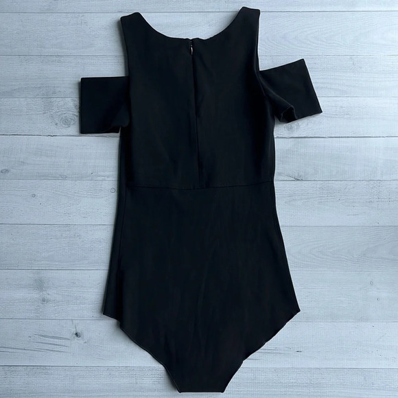Halston Heritage Black Cut Out Sleeve Bodysuit XS - Picture 4 of 4